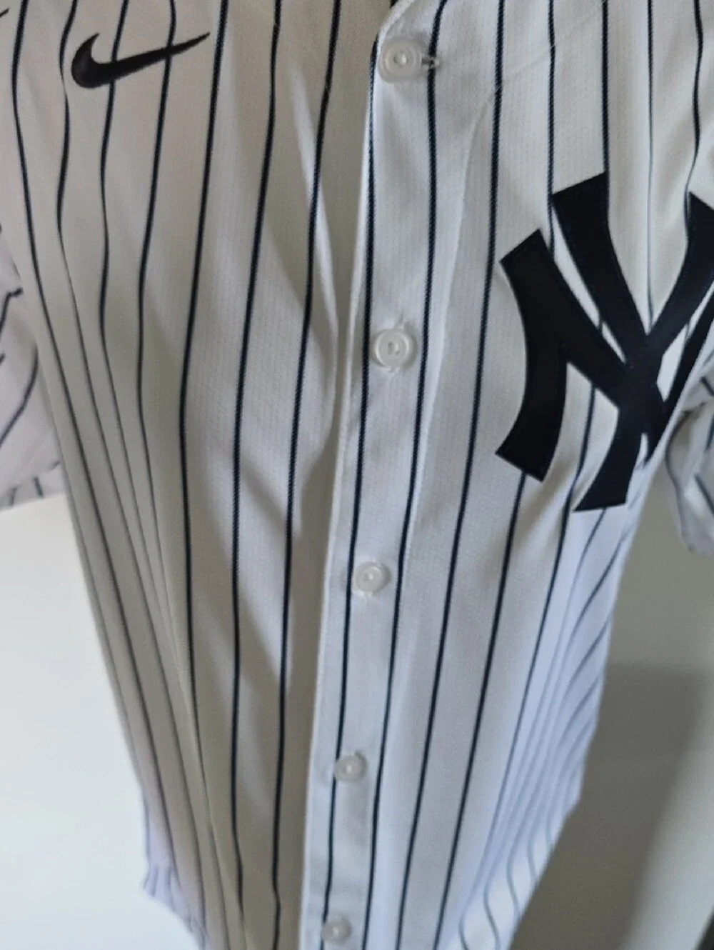 Nike White Pinstripe Derek Jeter #2 Baseball Jersey